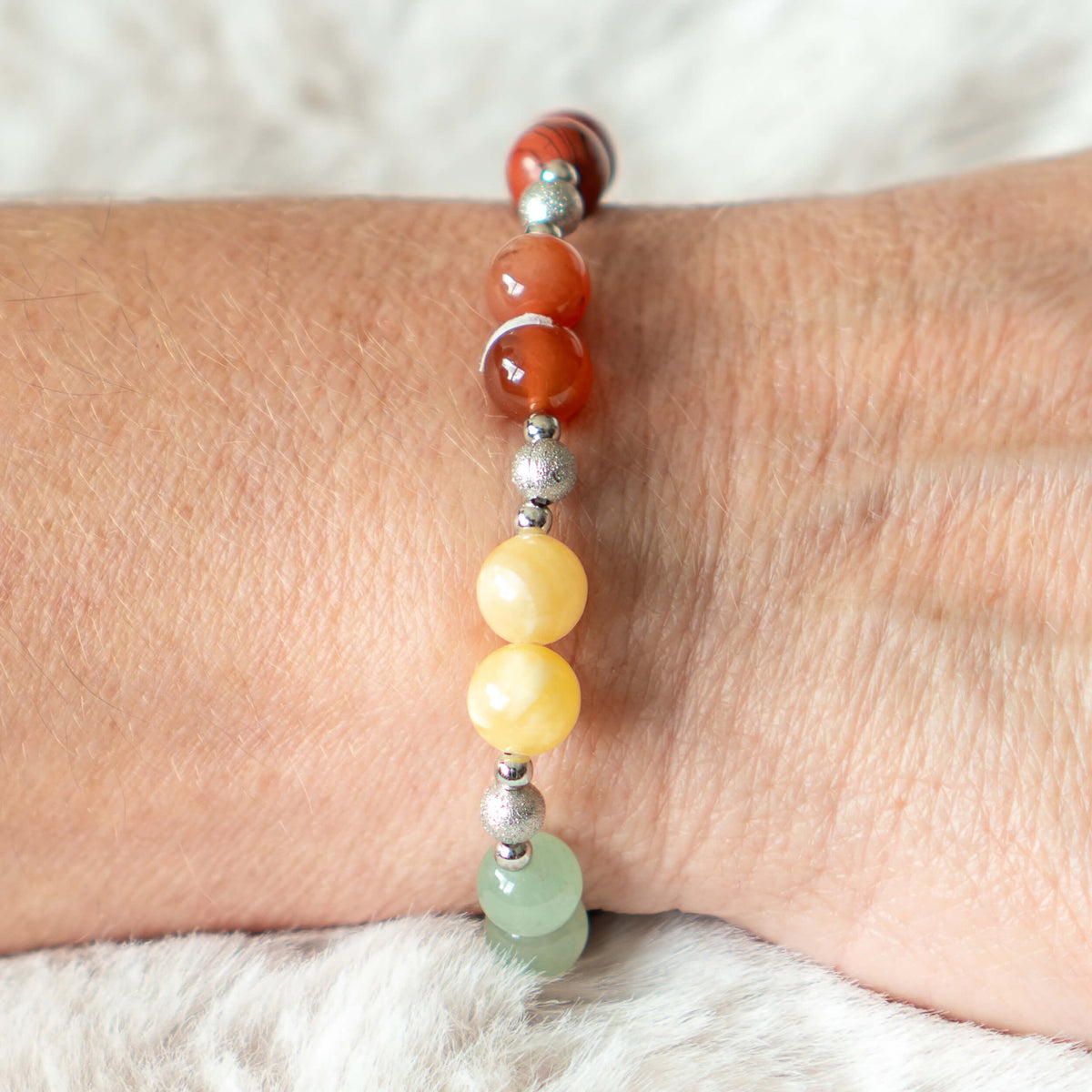 Armband 7 Chakren mit Silberkugeln