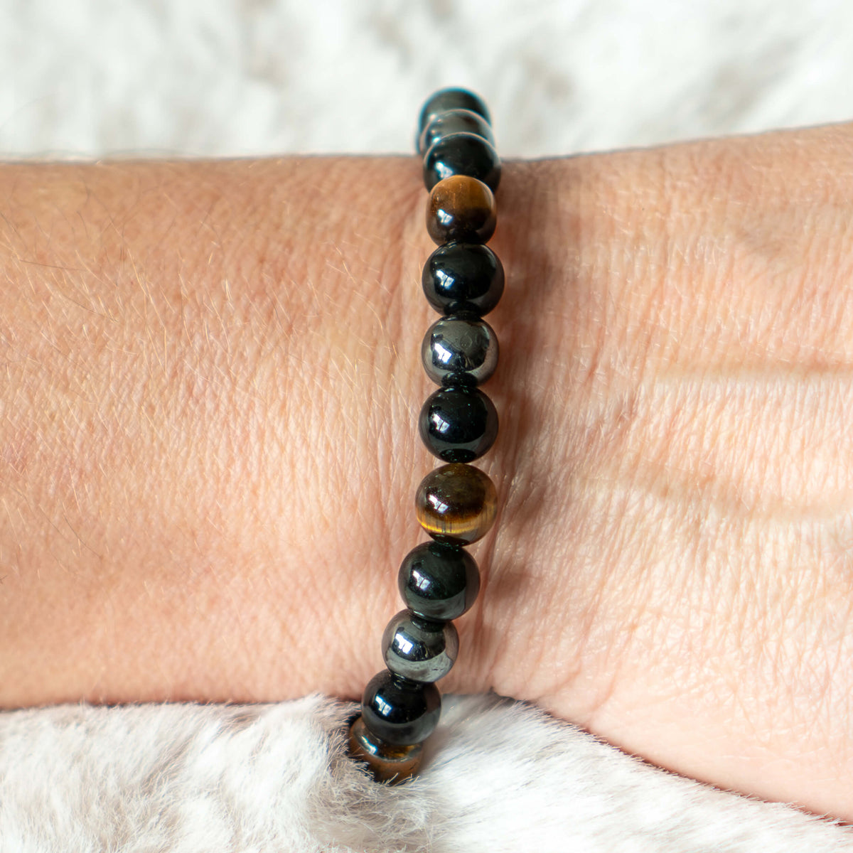 Armband Hämatit/Obsidian/Tigerauge