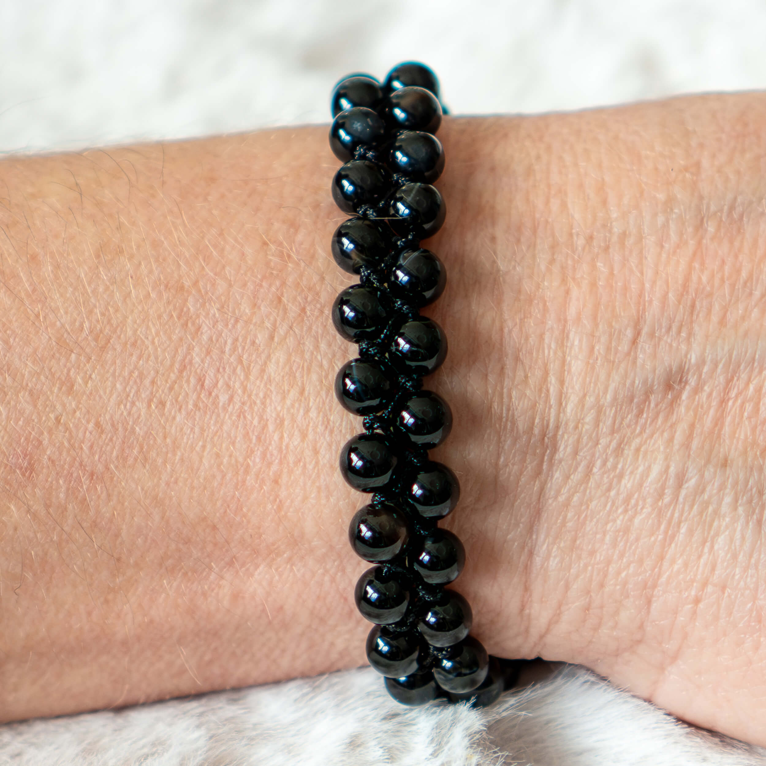 Armband mit schwarzem Achat doppelreihig