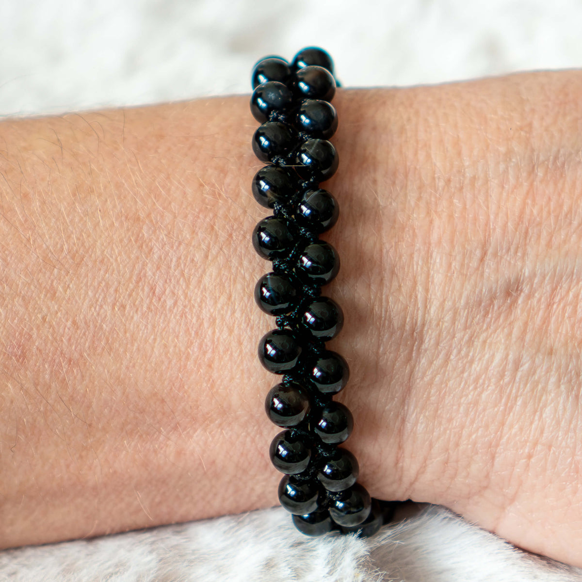 Armband mit schwarzem Achat doppelreihig