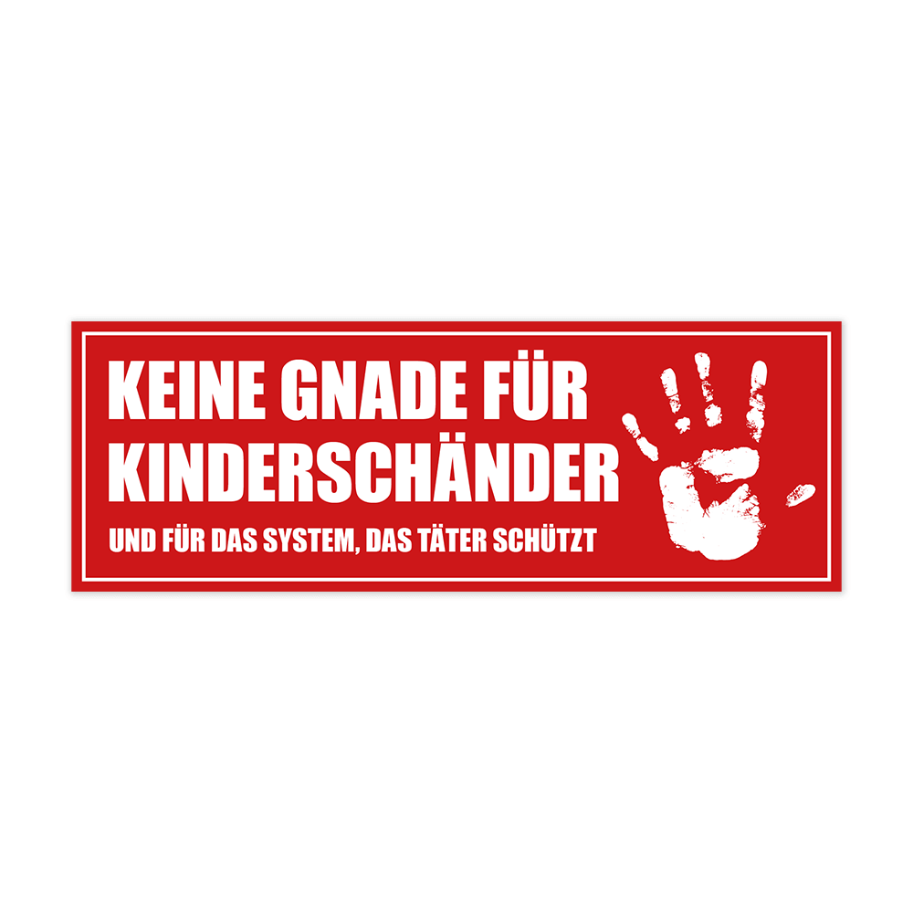 Aufkleber „Keine Gnade für Kinderschänder“