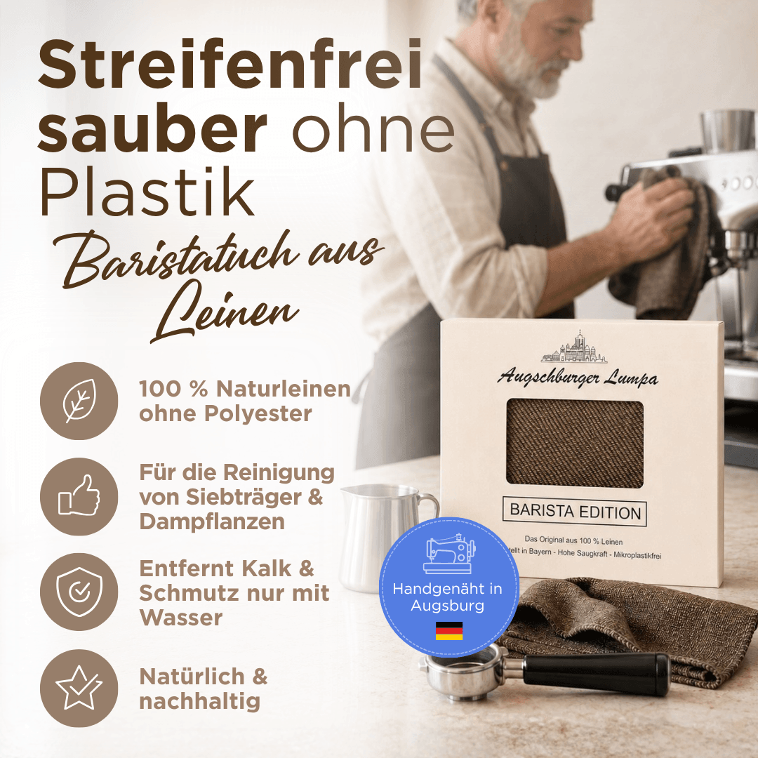 Augschburger Lumpa „Barista Edition“ – 2er Set Reinigungstücher aus 100% Leinen