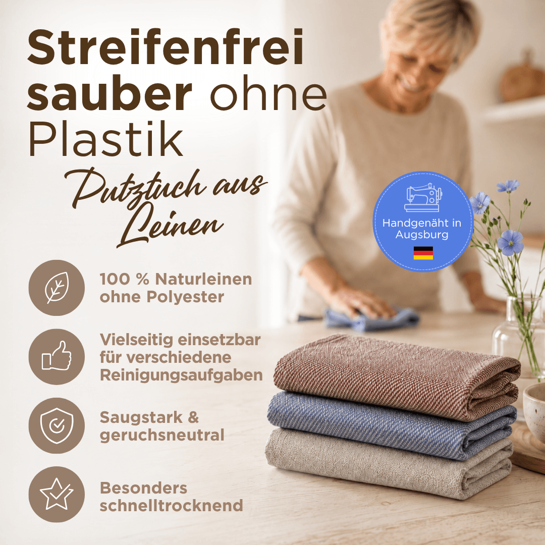 Augschburger Lumpa Reinigungstücher – 3er Set aus 100% Leinen