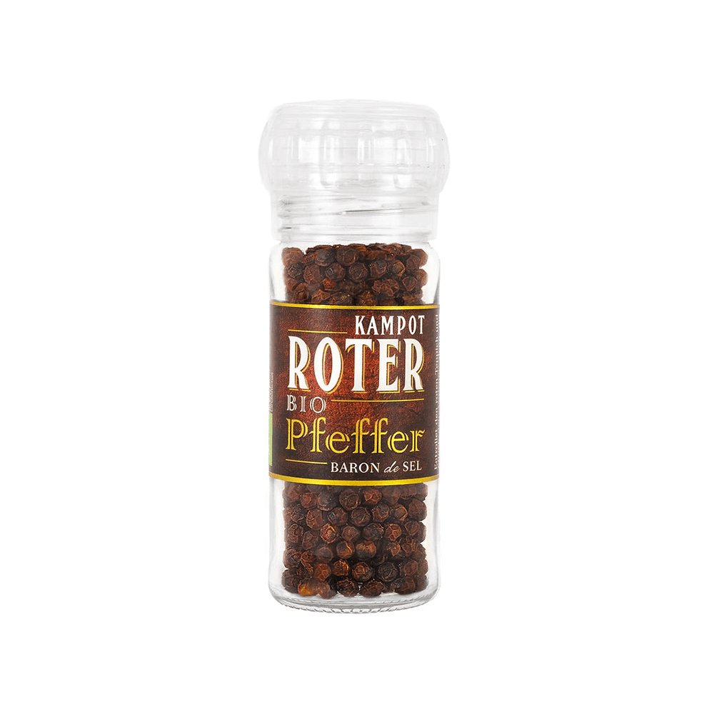 Bio Roter Kampot Pfeffer Keramikmühle (50g)