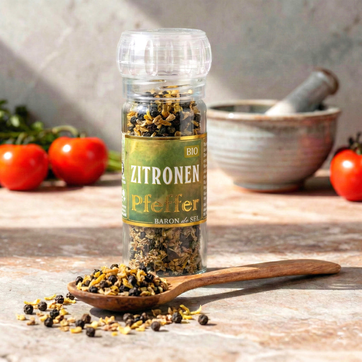 Bio Zitronen Pfeffer Keramikmühle (38g)