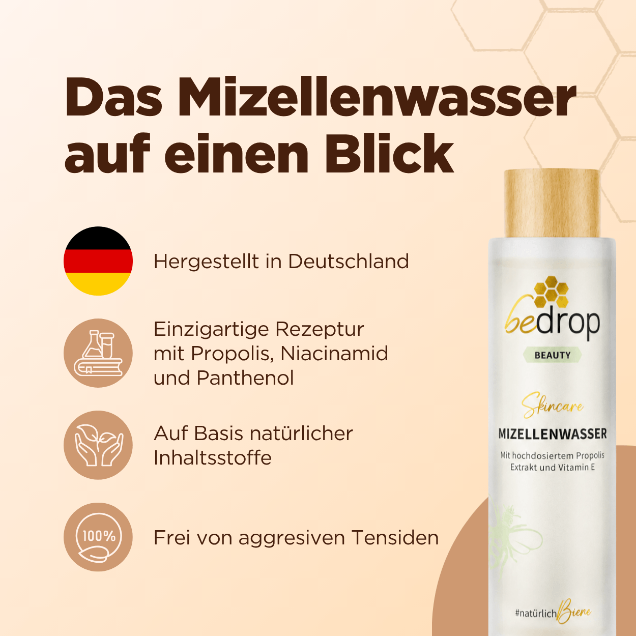 Mizellenwasser/Tonikum mit hochdosiertem Propolis Extrakt und Vitamin E