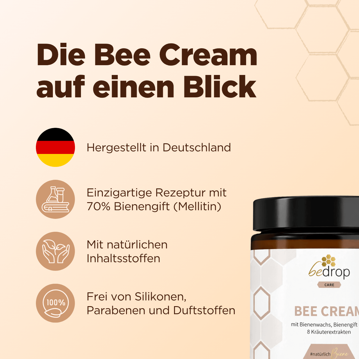 Bee Cream Bienengiftsalbe und 8 Kräuterextrakten