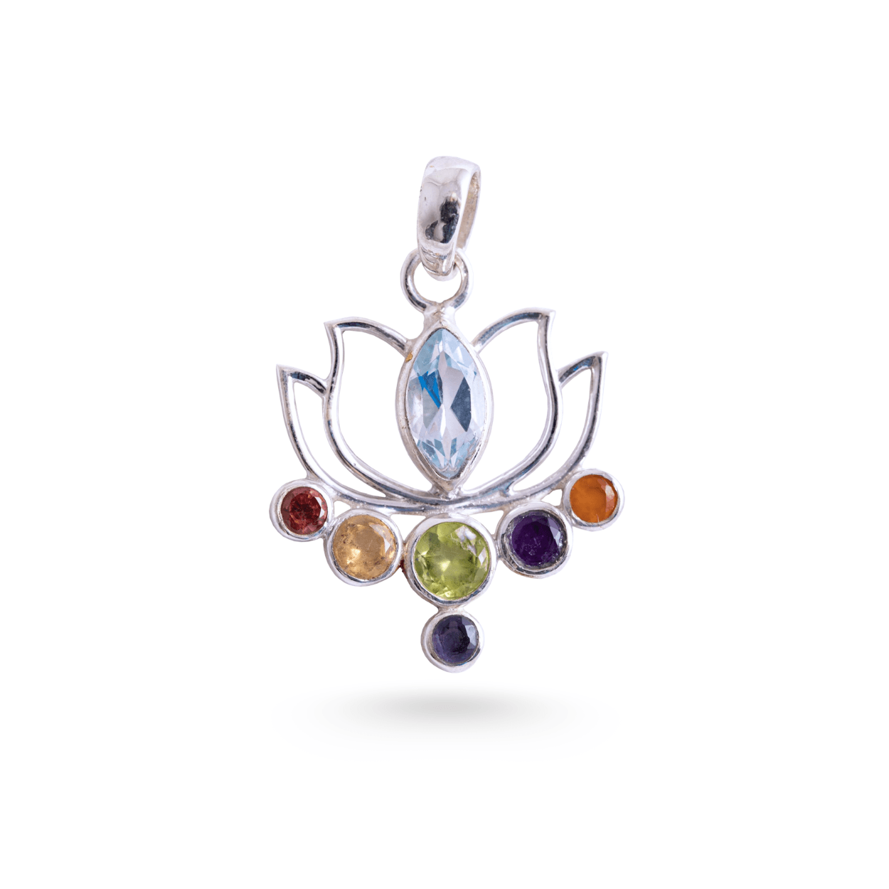 Silberanhänger „Lotus“ mit Chakrasteinen