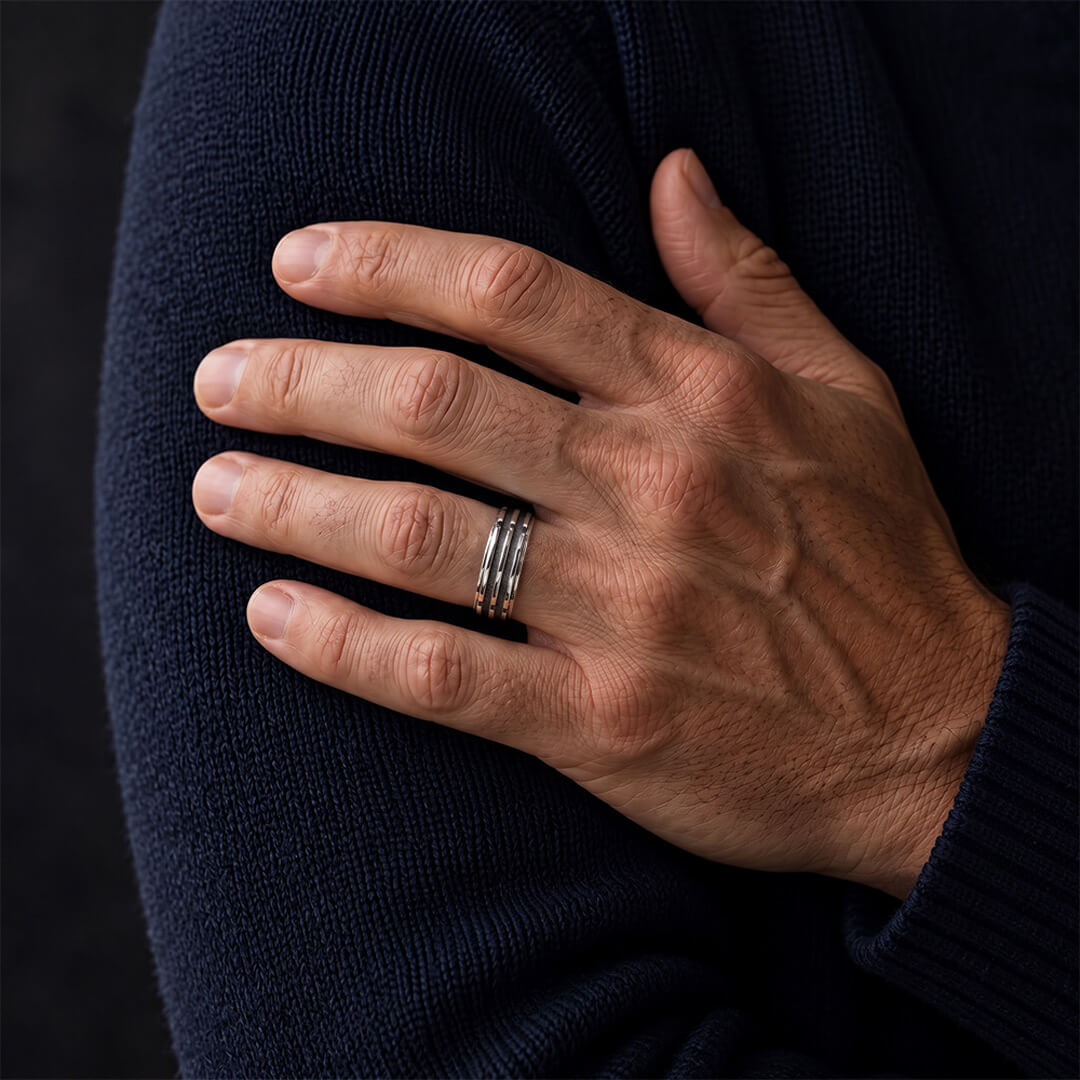 Atlantisring für Herren Silber