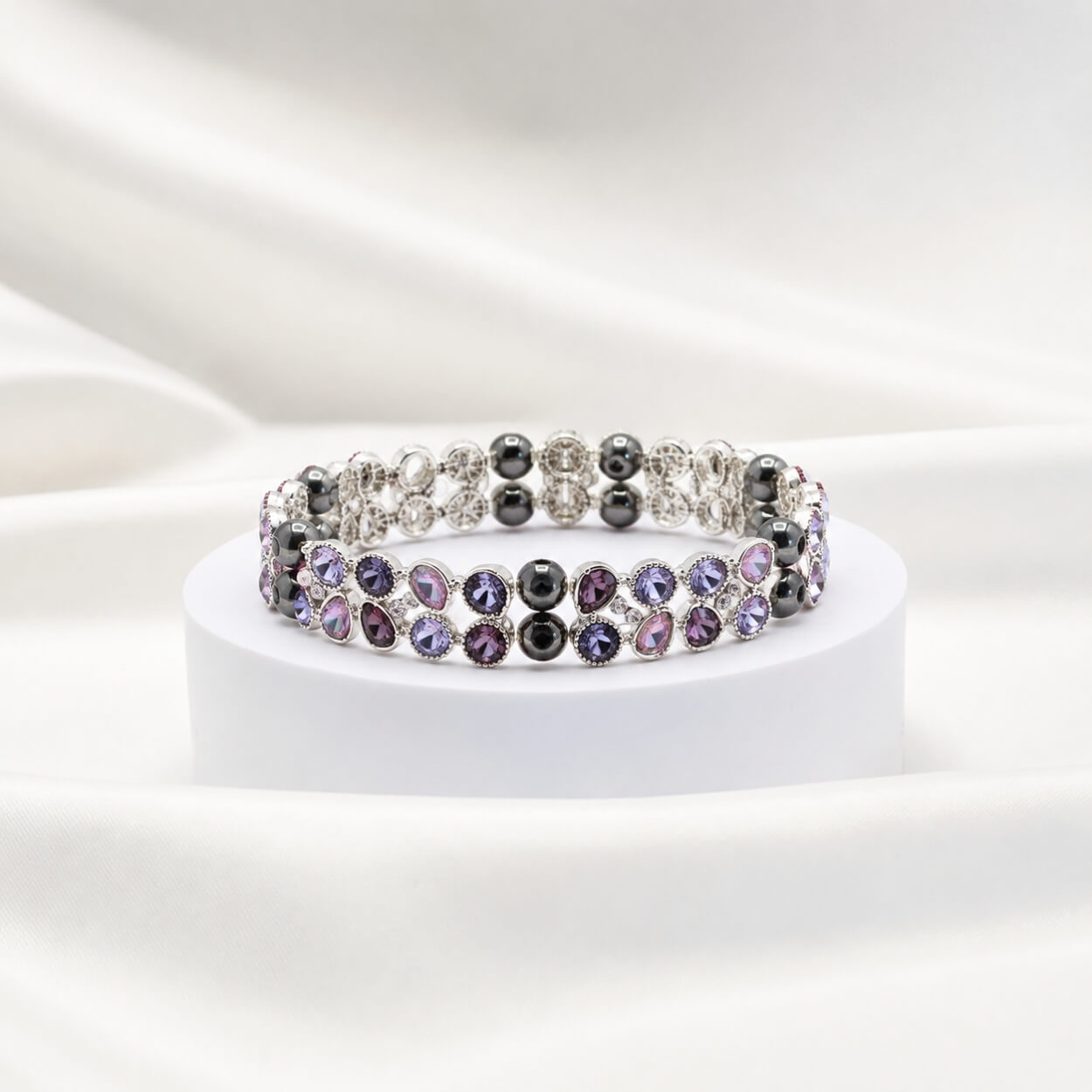 Kristallarmband „Lavendelglitzer“ mit Hämatit