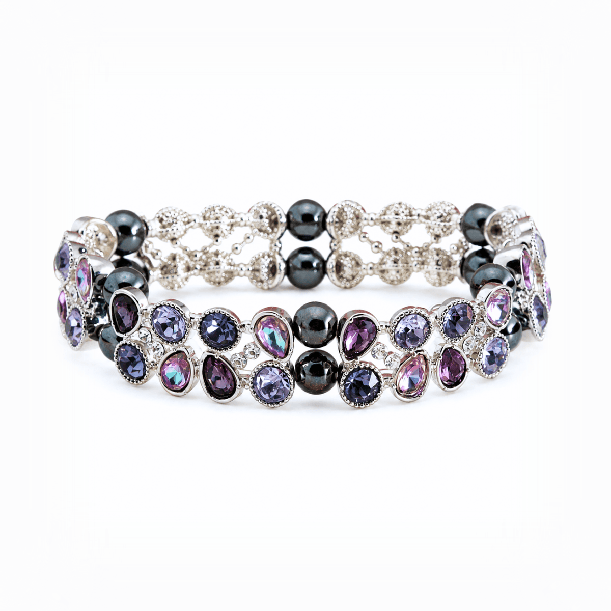 Kristallarmband „Lavendelglitzer“ mit Hämatit