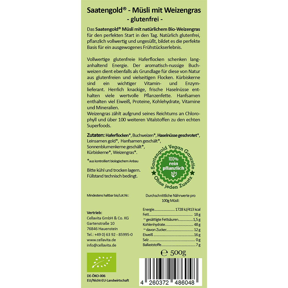 Bio Müsli mit Weizengras