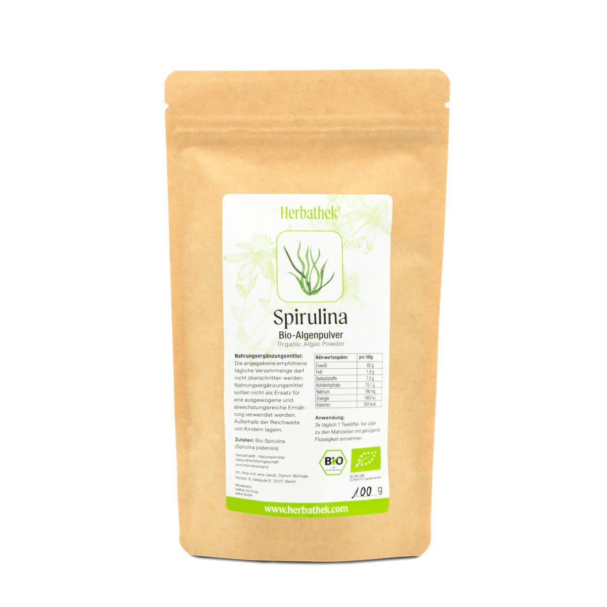 Bio Spirulina Algen gemahlen