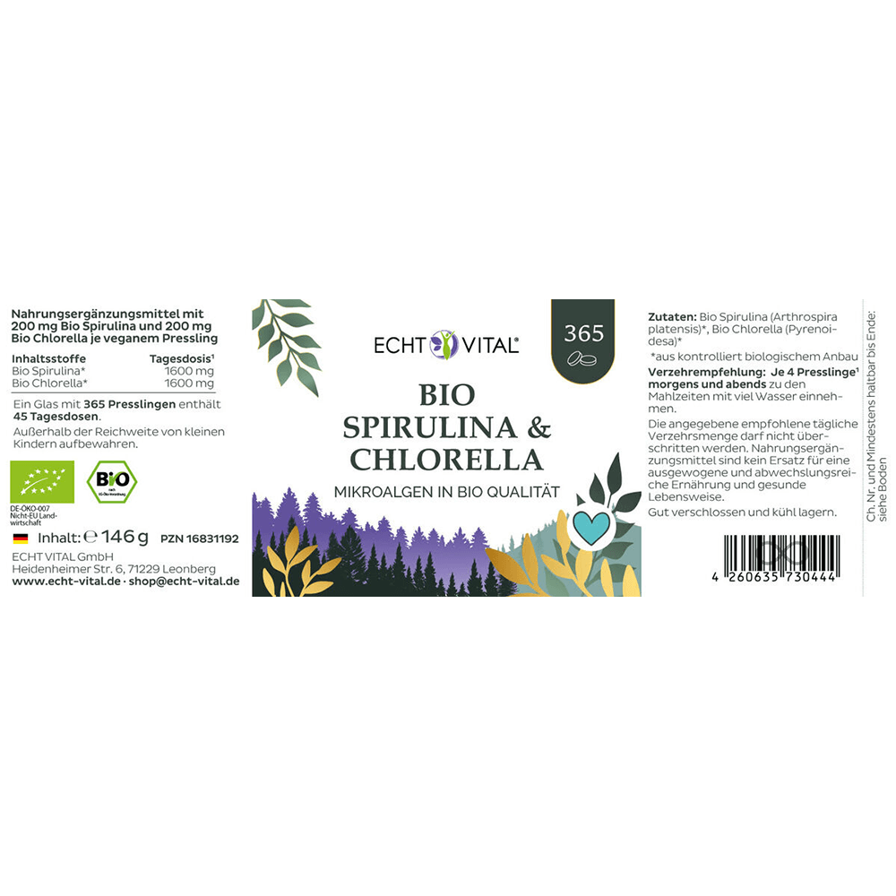 Bio Spirulina und Chlorella Presslinge 1:1