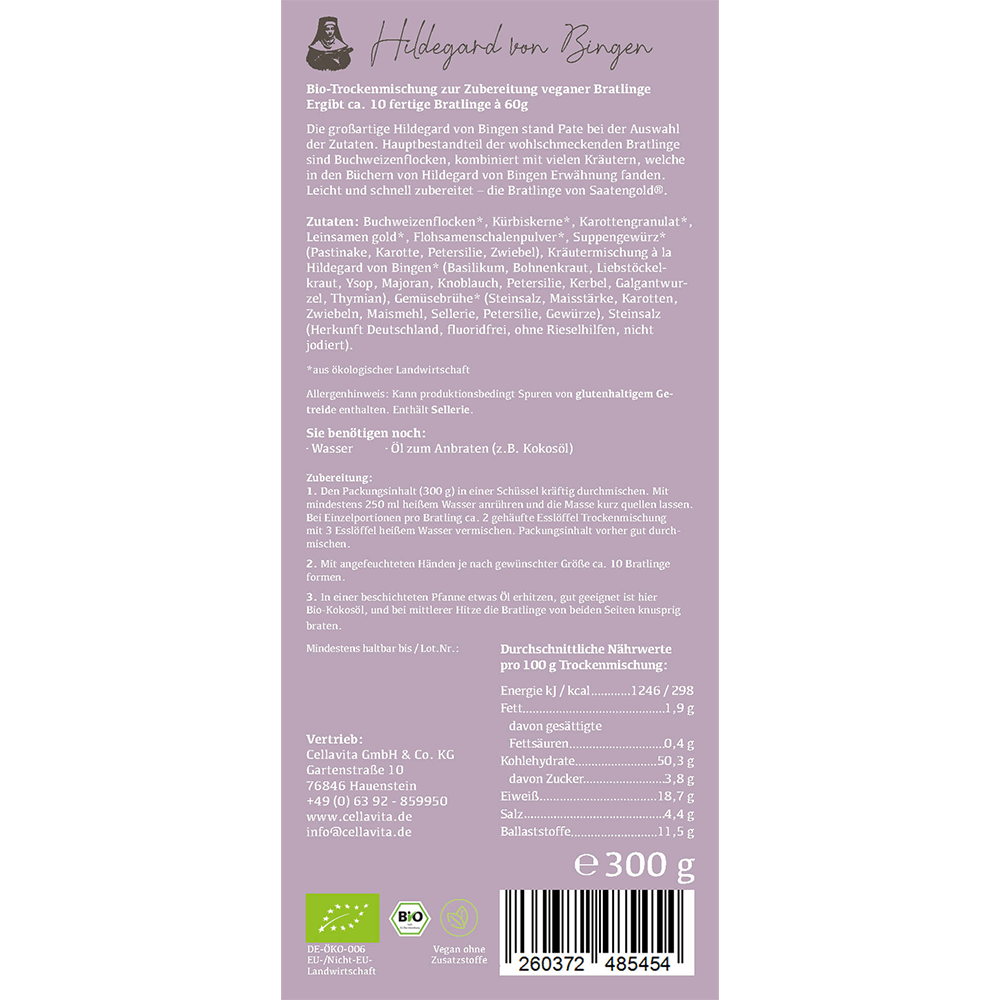 Bratlinge Veggieburger nach „Hildegard von Bingen“