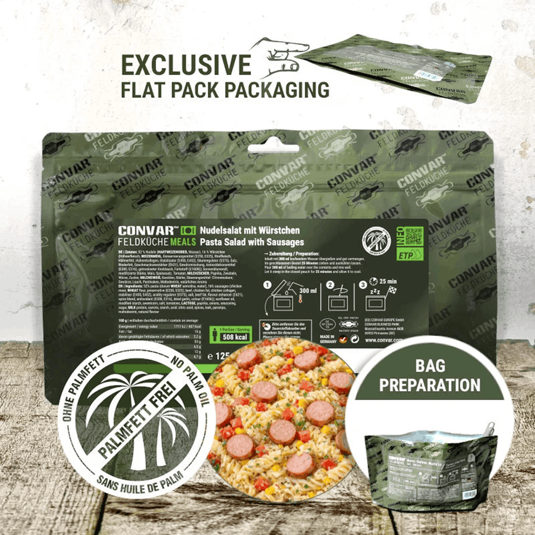 CONVAR Feldküche Nudelsalat mit Würstchen (125g)
