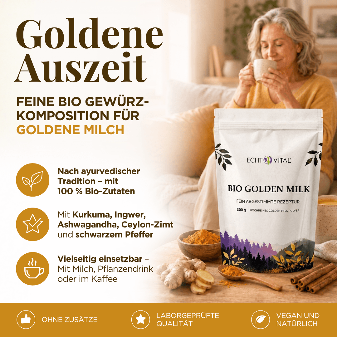 Bio Goldene Milch Pulver mit Pflanzenstoffen