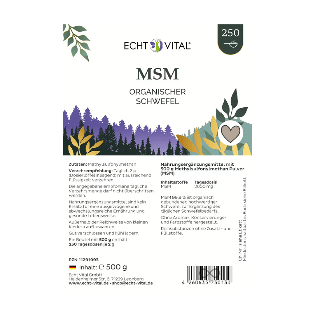 Premium MSM Pulver, 99,9 % Reinheit, organischer Schwefel