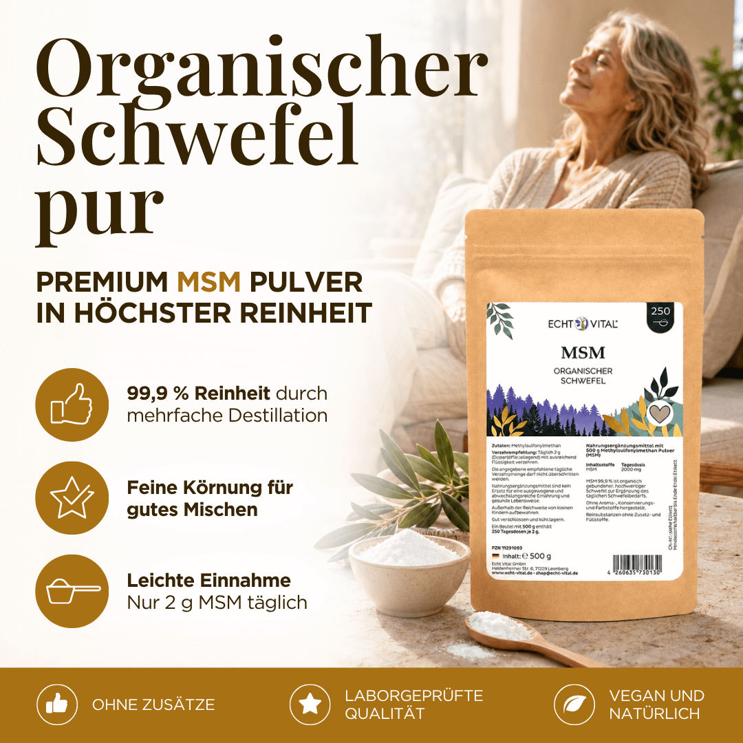 Premium MSM Pulver, 99,9 % Reinheit, organischer Schwefel