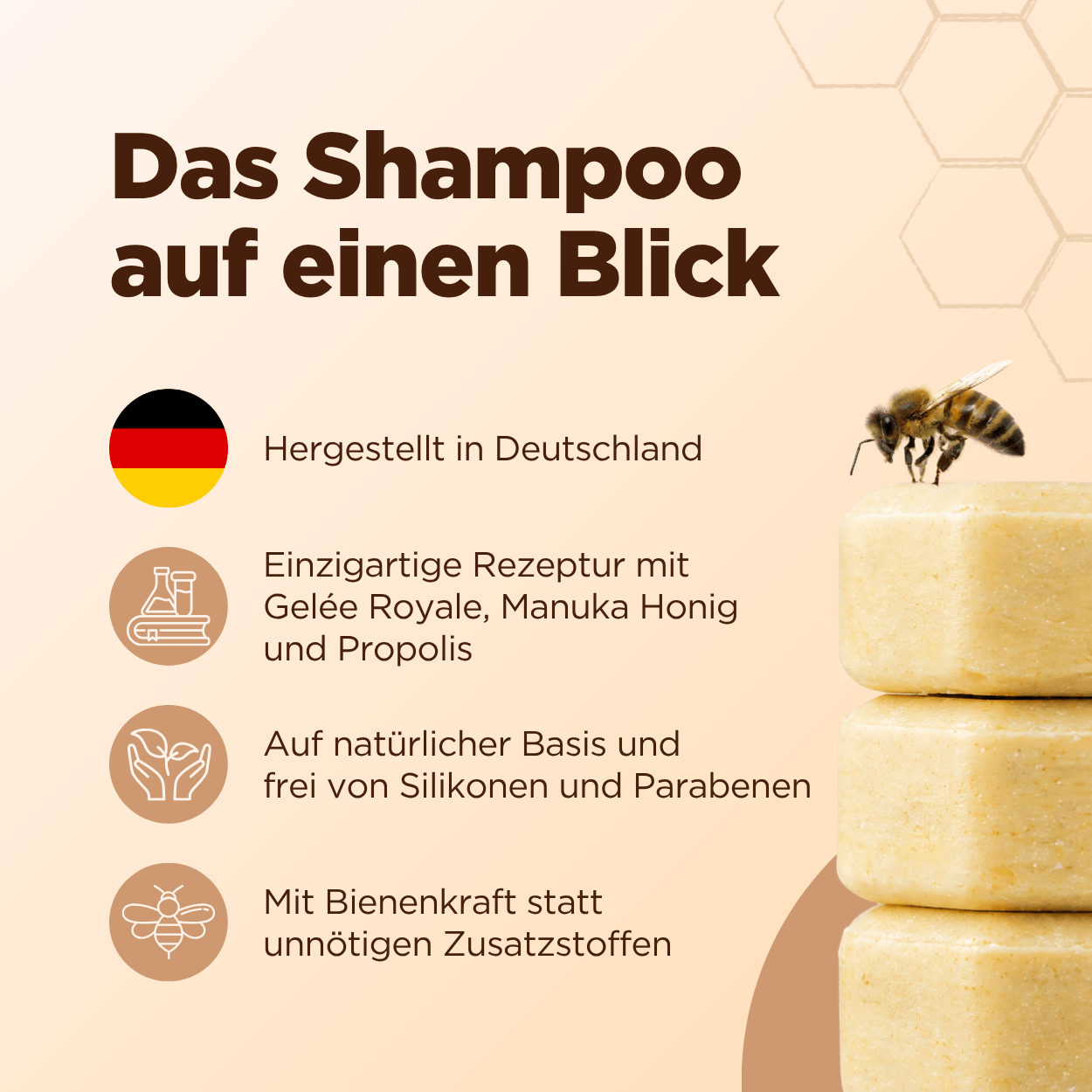 Gelée Royale festes Shampoo mit Manuka Honig und Propolis (65g)