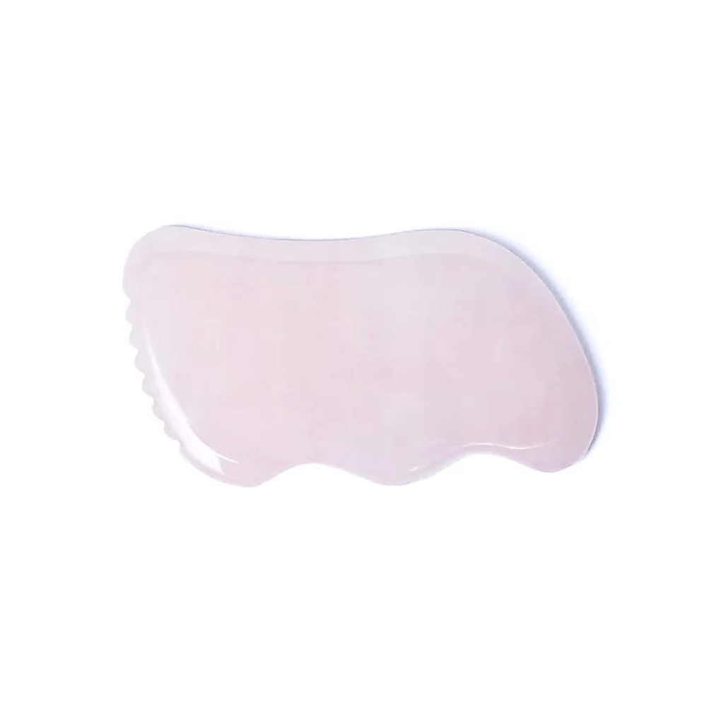 Gua sha Massagestein Rosenquarz wellig