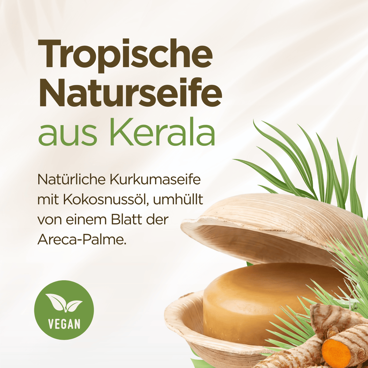 Holy Lama Kurkuma Seife im Palmblatt
