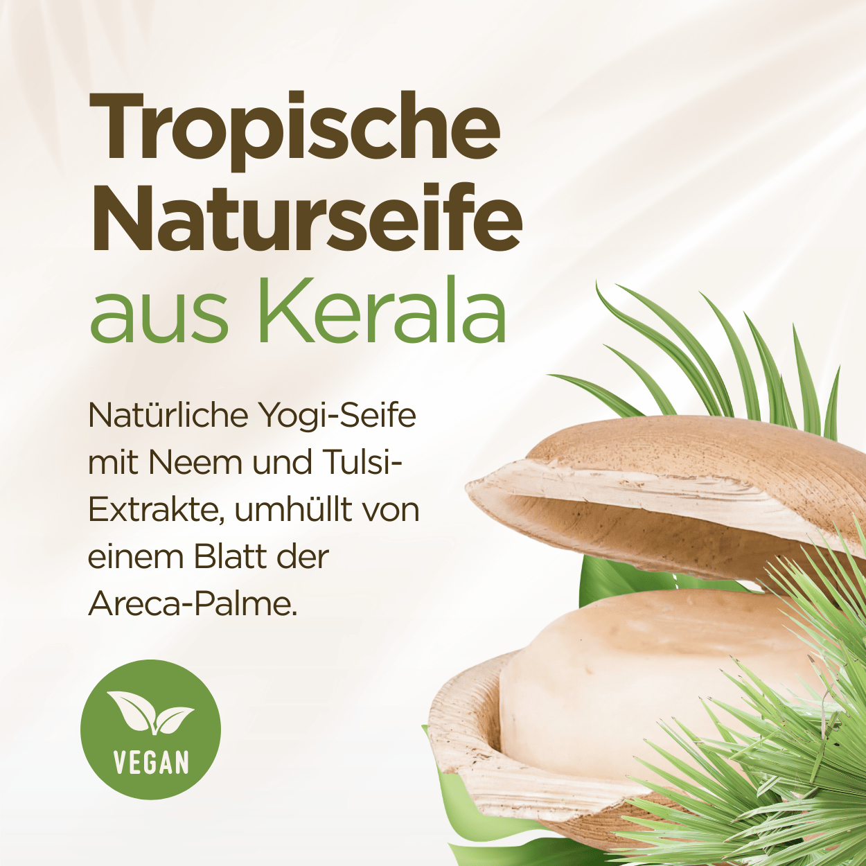 Holy Lama Neem & Tulsi Seife Yogi im Palmblatt