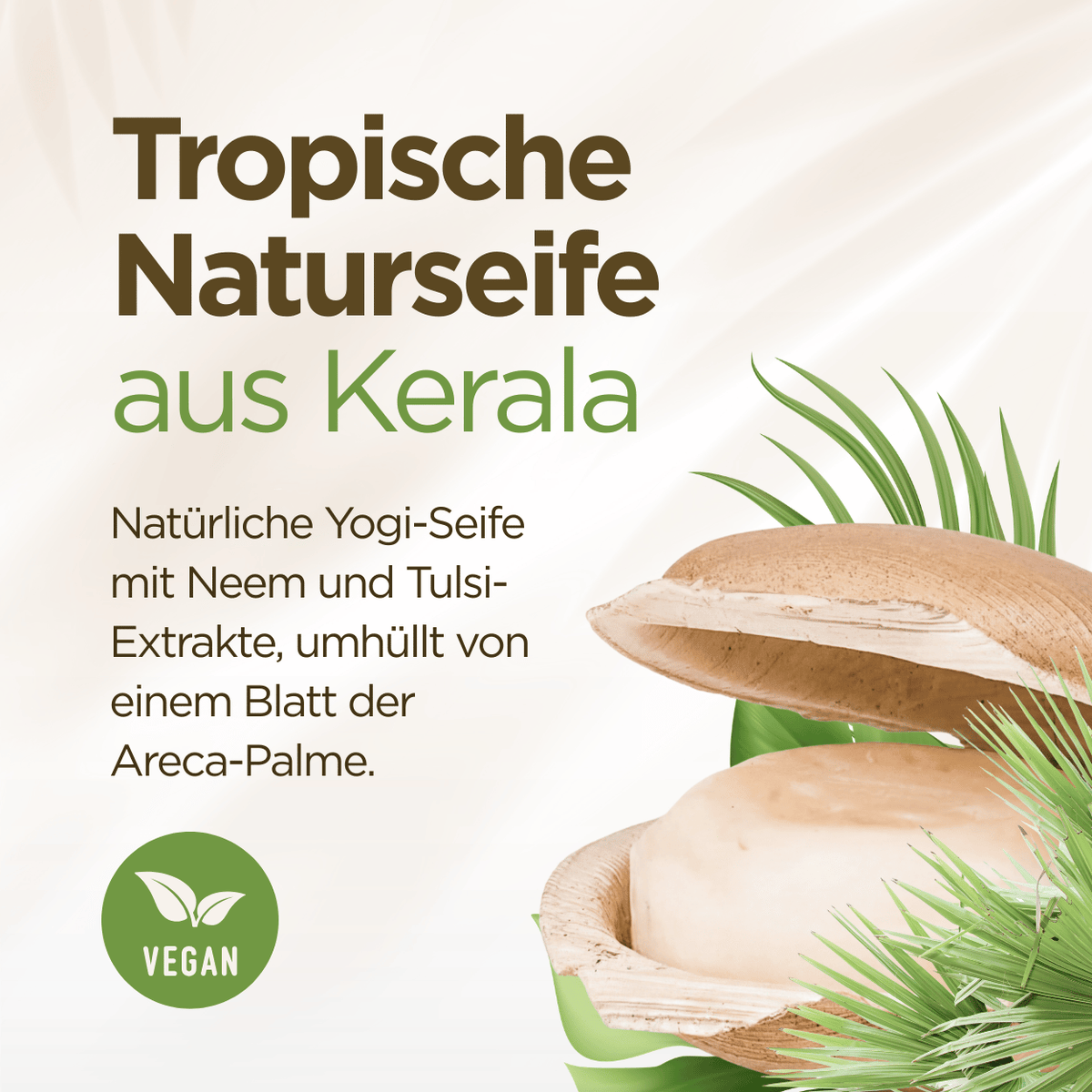 Holy Lama Neem & Tulsi Seife Yogi im Palmblatt