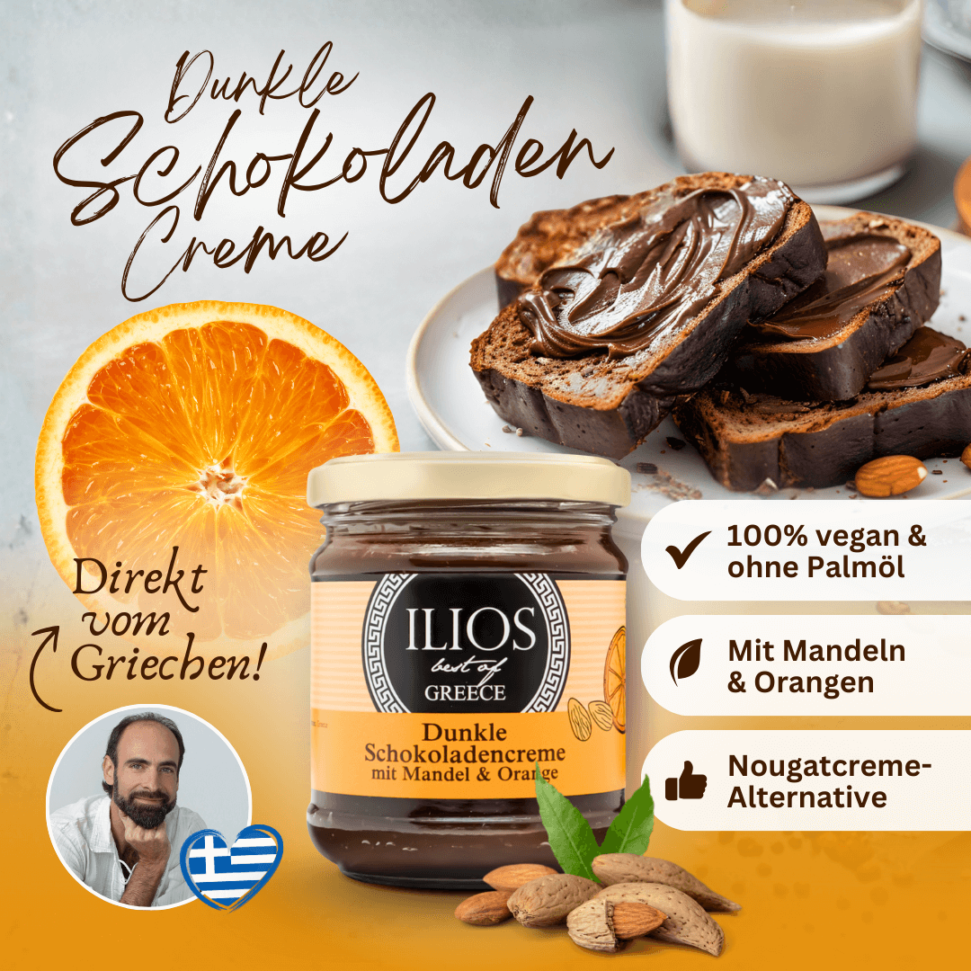 Dunkle Schokoladencreme mit Mandel und Orange (vegan)