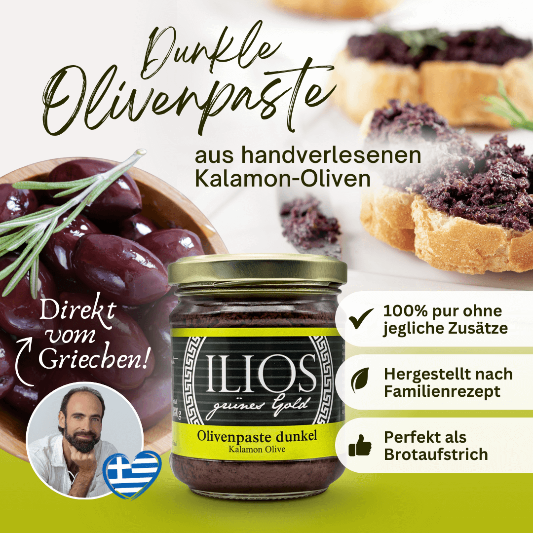 Dunkle Olivenpaste