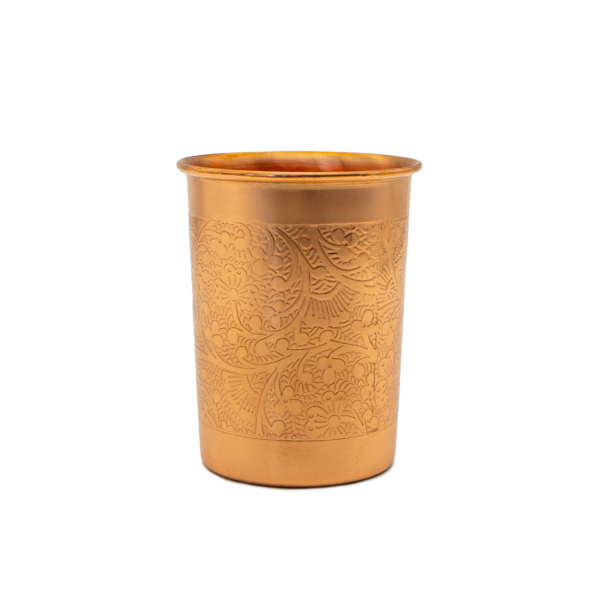 Kupferbecher mit Blumenmuster