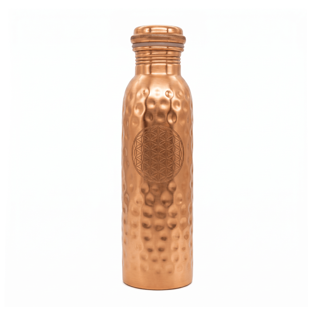 Kupferflasche gehämmert mit „Blume des Lebens“