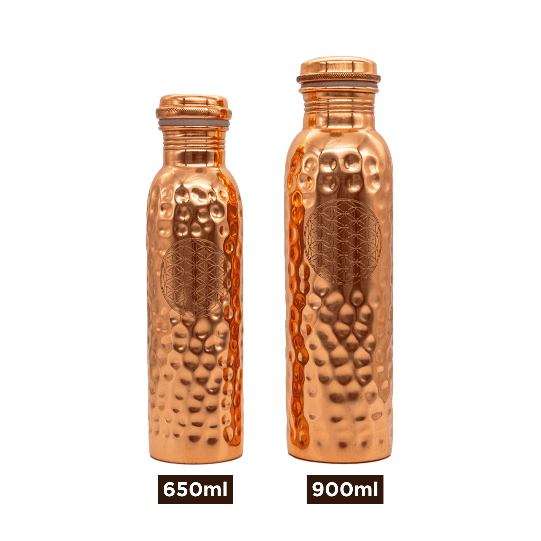 Kupferflasche gehämmert mit „Blume des Lebens“