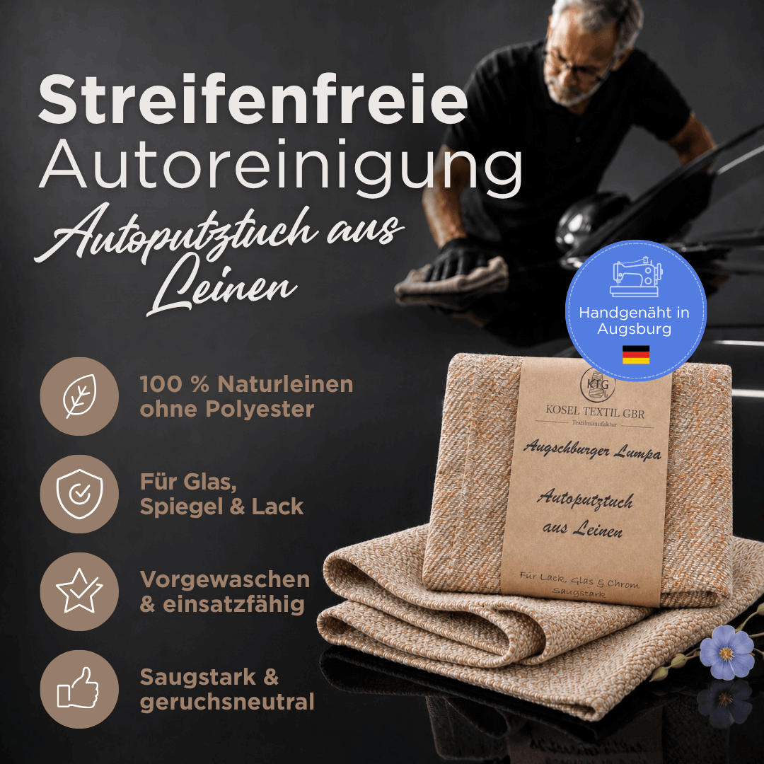 Augschburger Lumpa Auto Putztuch – Reinigungstuch aus 100% Leinen