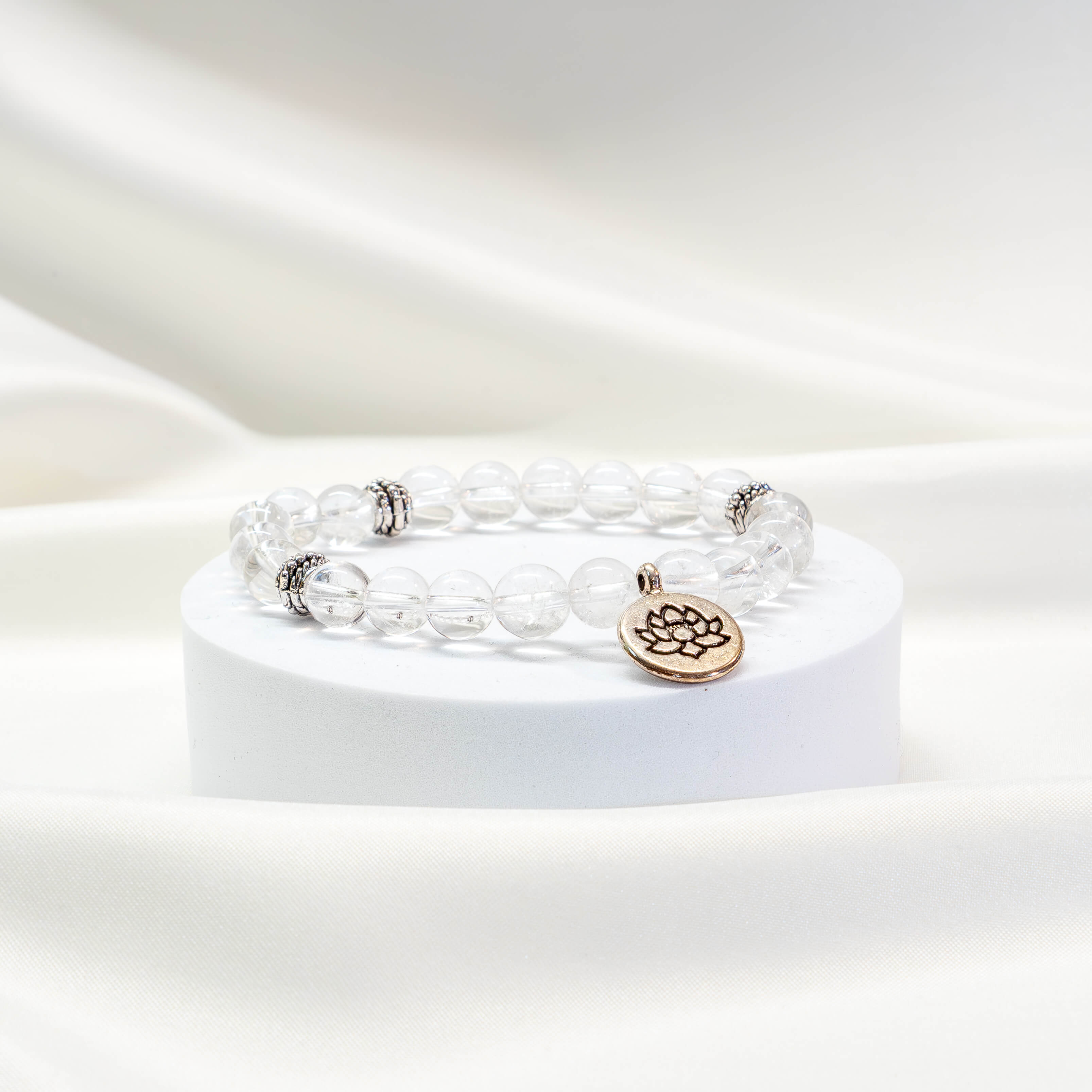 Mala Armband Bergkristall mit Lotus