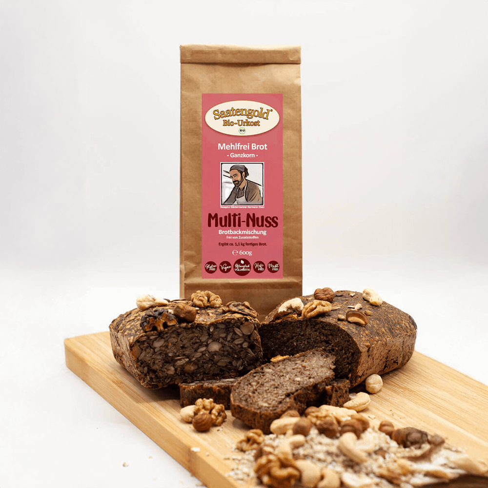 Mehlfreie Bio Brotbackmischung Multi-Nuss grobkörnig