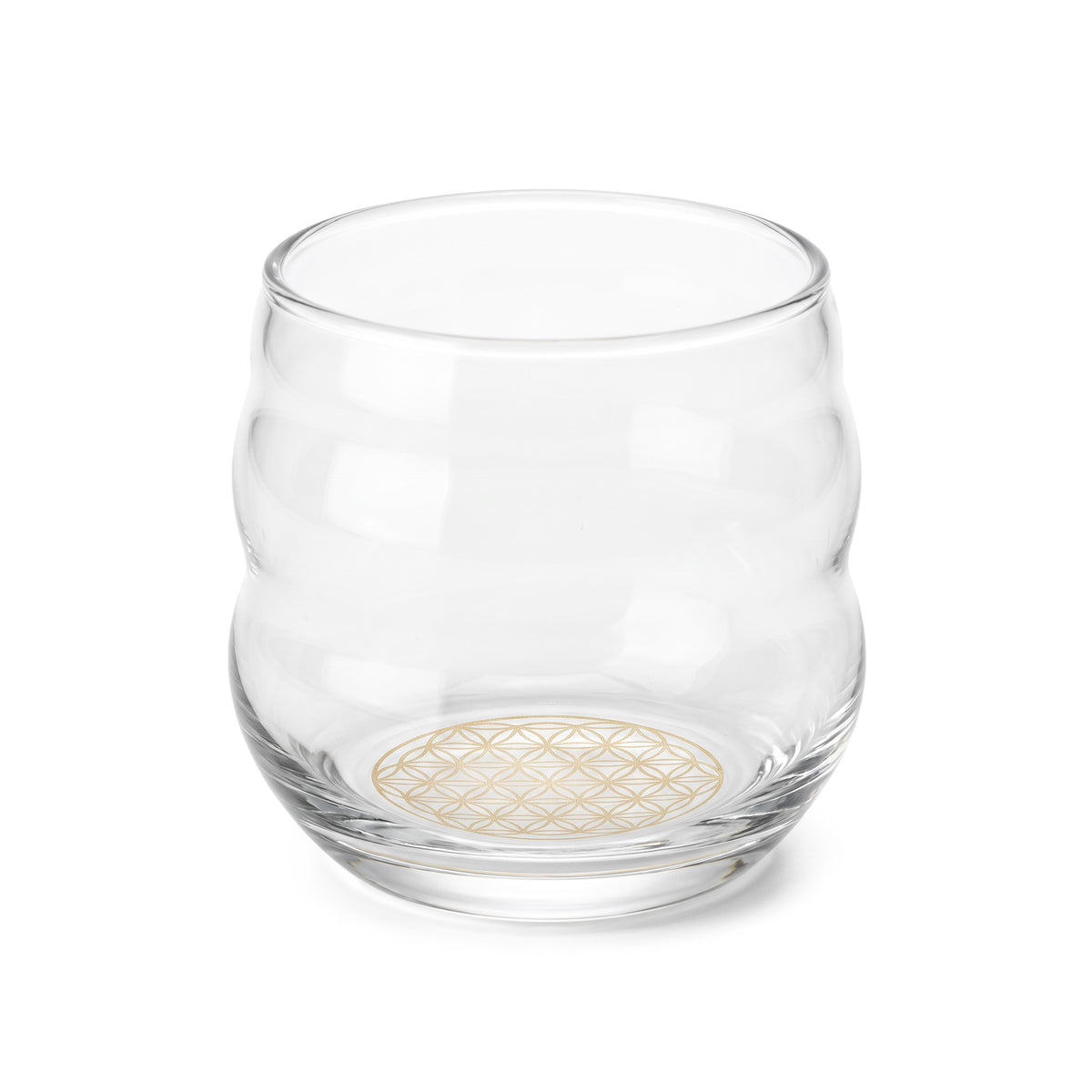 Trinkglas Mythos mit Blume des Lebens in Gold