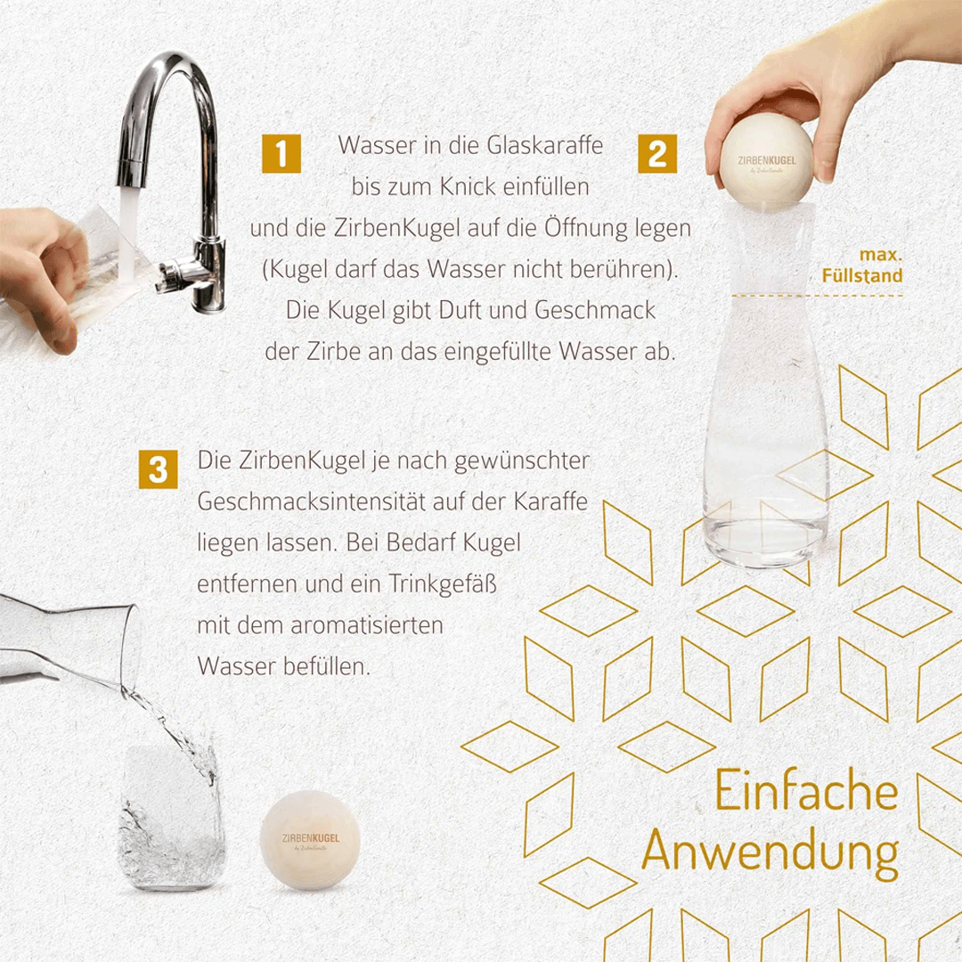 Zirbenkugel mit Glaskaraffe von Spiegelau