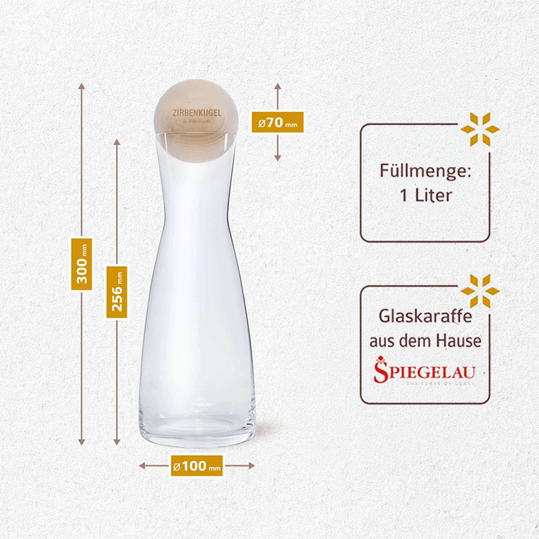 Zirbenkugel mit Glaskaraffe von Spiegelau
