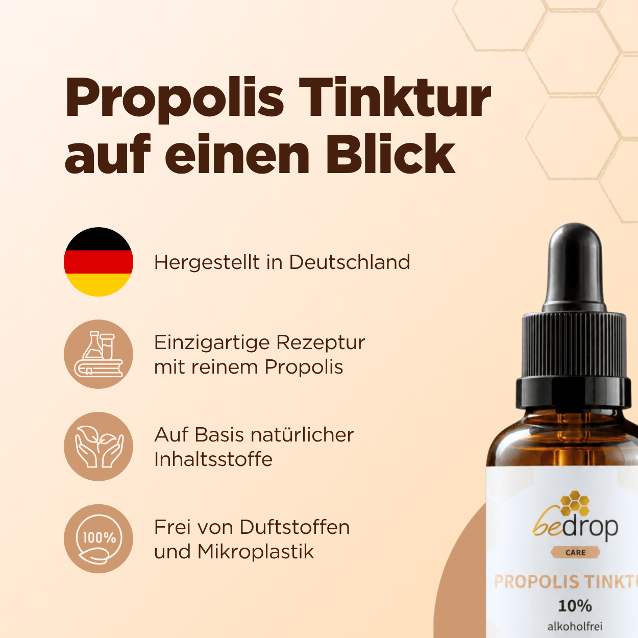 Propolis Tinktur mit Pipette 10% – alkoholfrei und wasserlöslich
