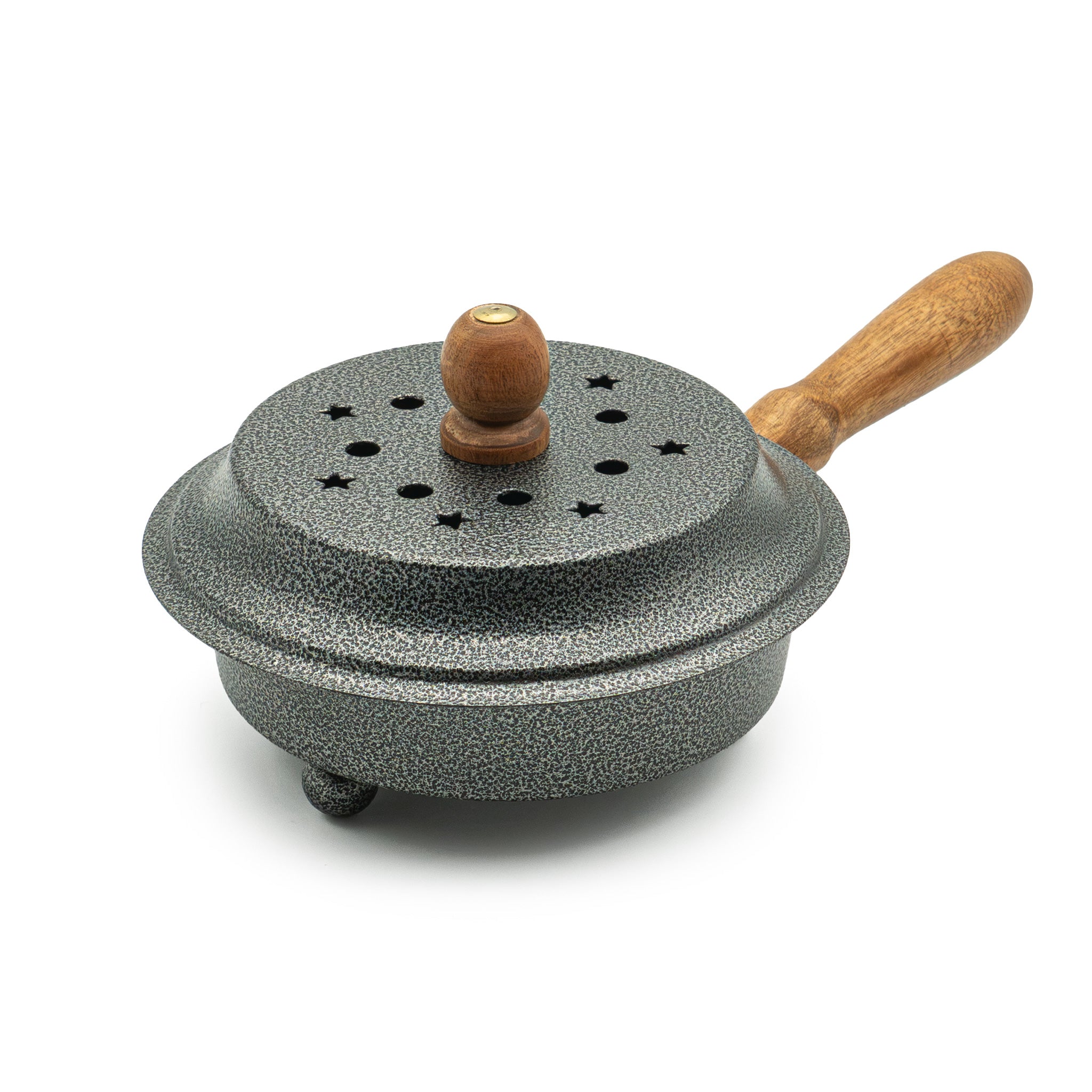 Räucherpfanne aus Eisen mit Deckel und Griff