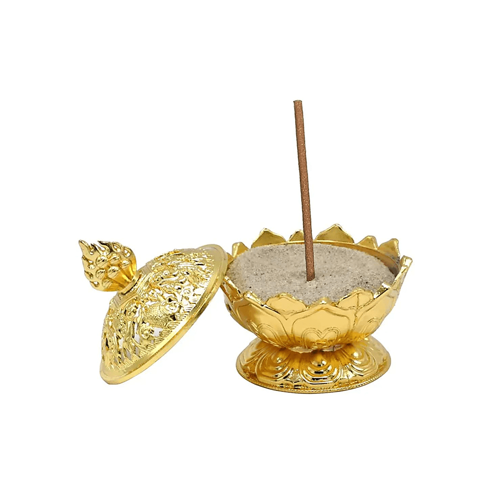 Räucherstäbchenhalter Lotus goldfarbig
