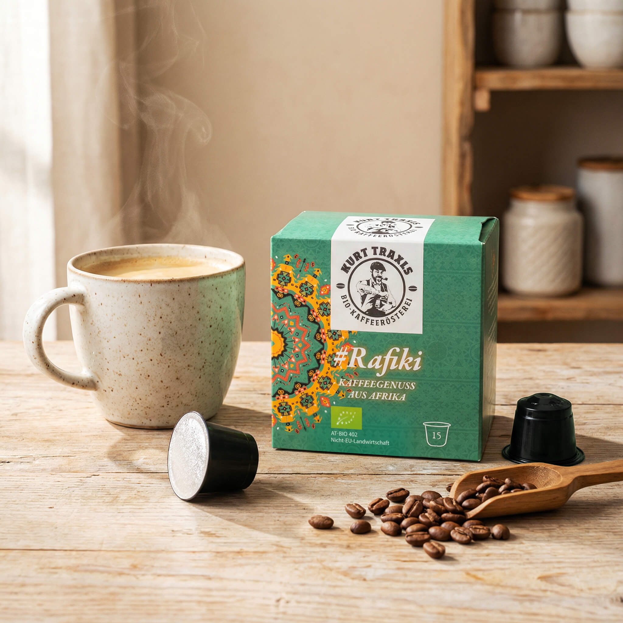 Kompostierbare Kaffeekapseln mit Bio Kaffee Rafiki