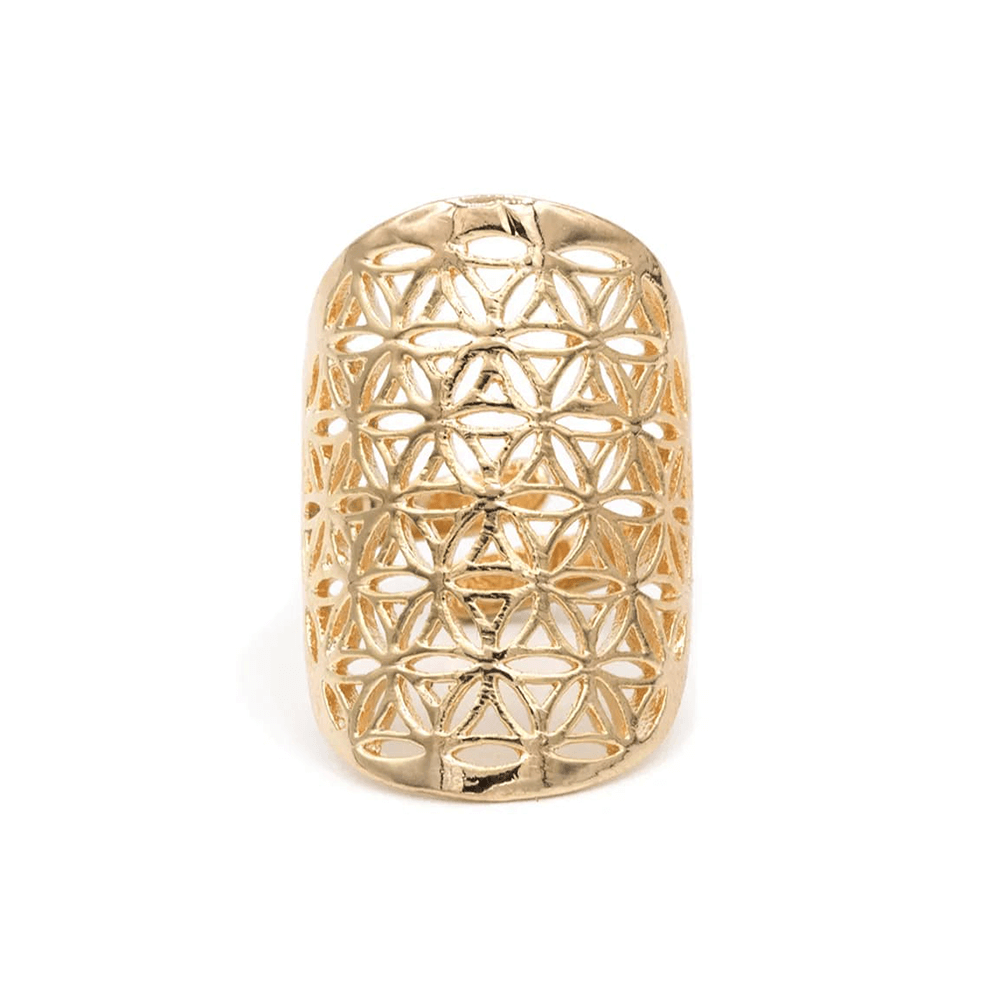 Ring Blume des Lebens vergoldet
