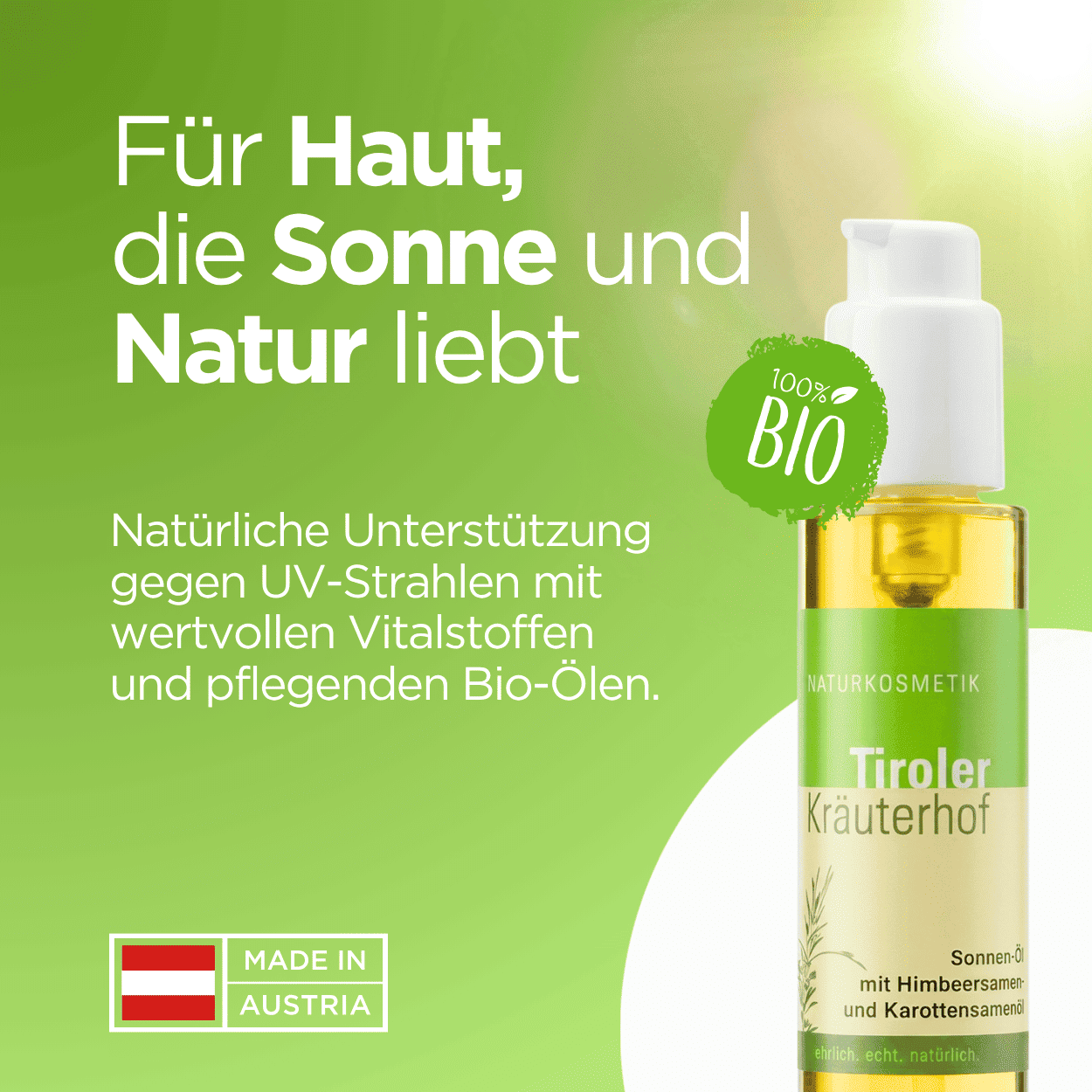 Bio Sonnenöl mit Himbeersamen- und Karottensamenöl