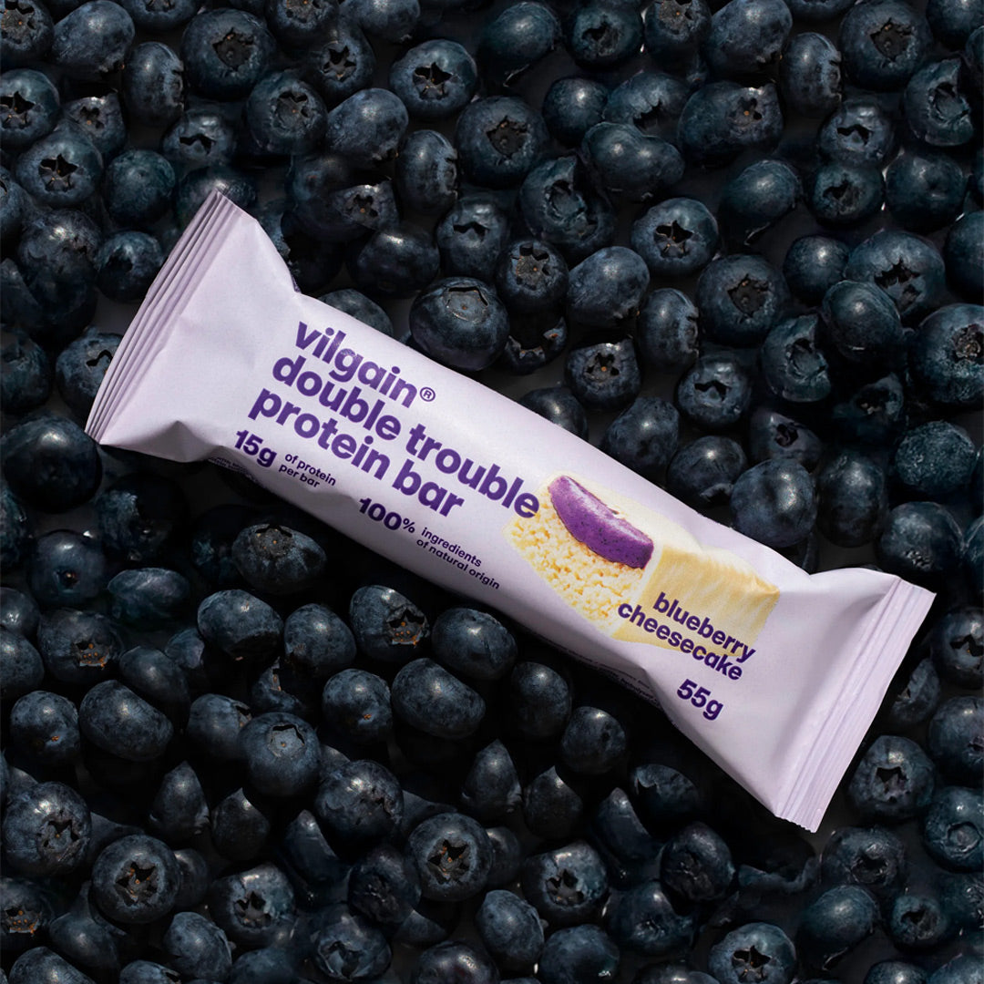 Protein Riegel Double Trouble Heidelbeere-Käsekuchen