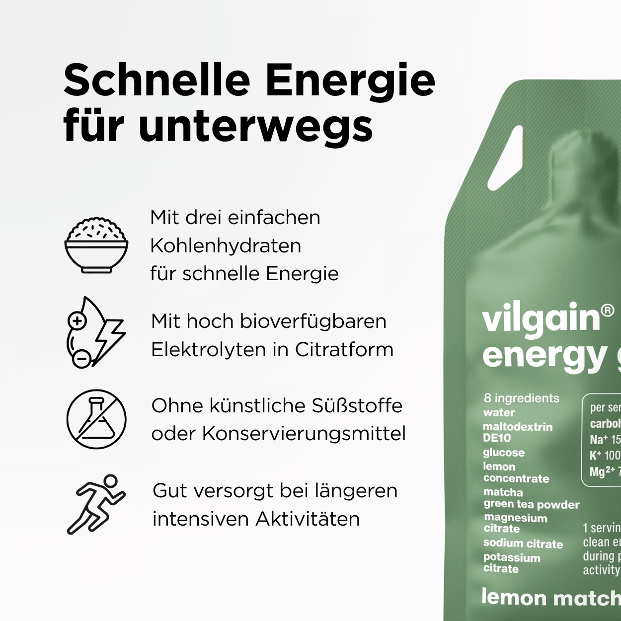 Energie Gel Zitrone und Matcha
