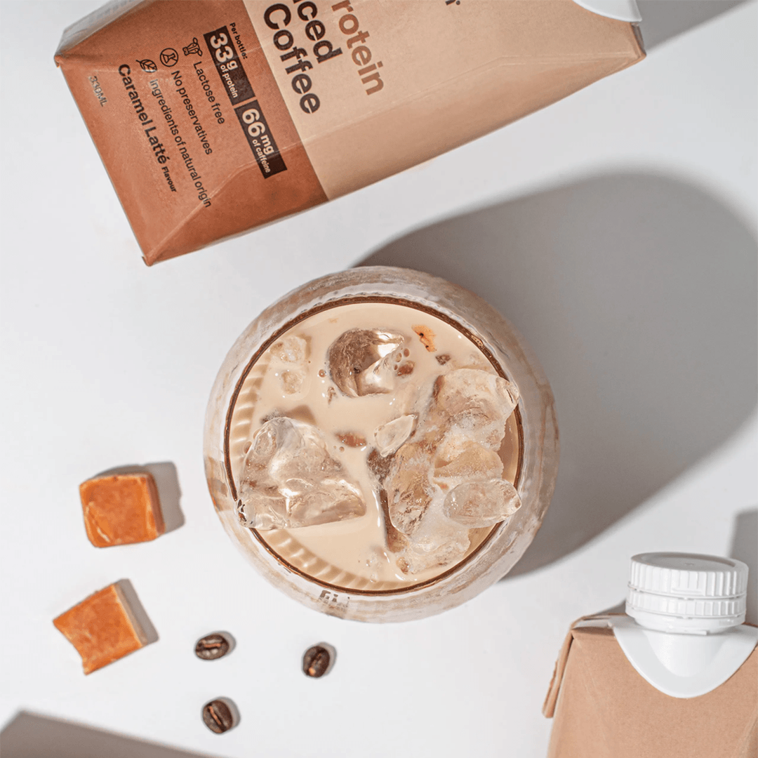 Protein Eiskaffee Karamell Latte