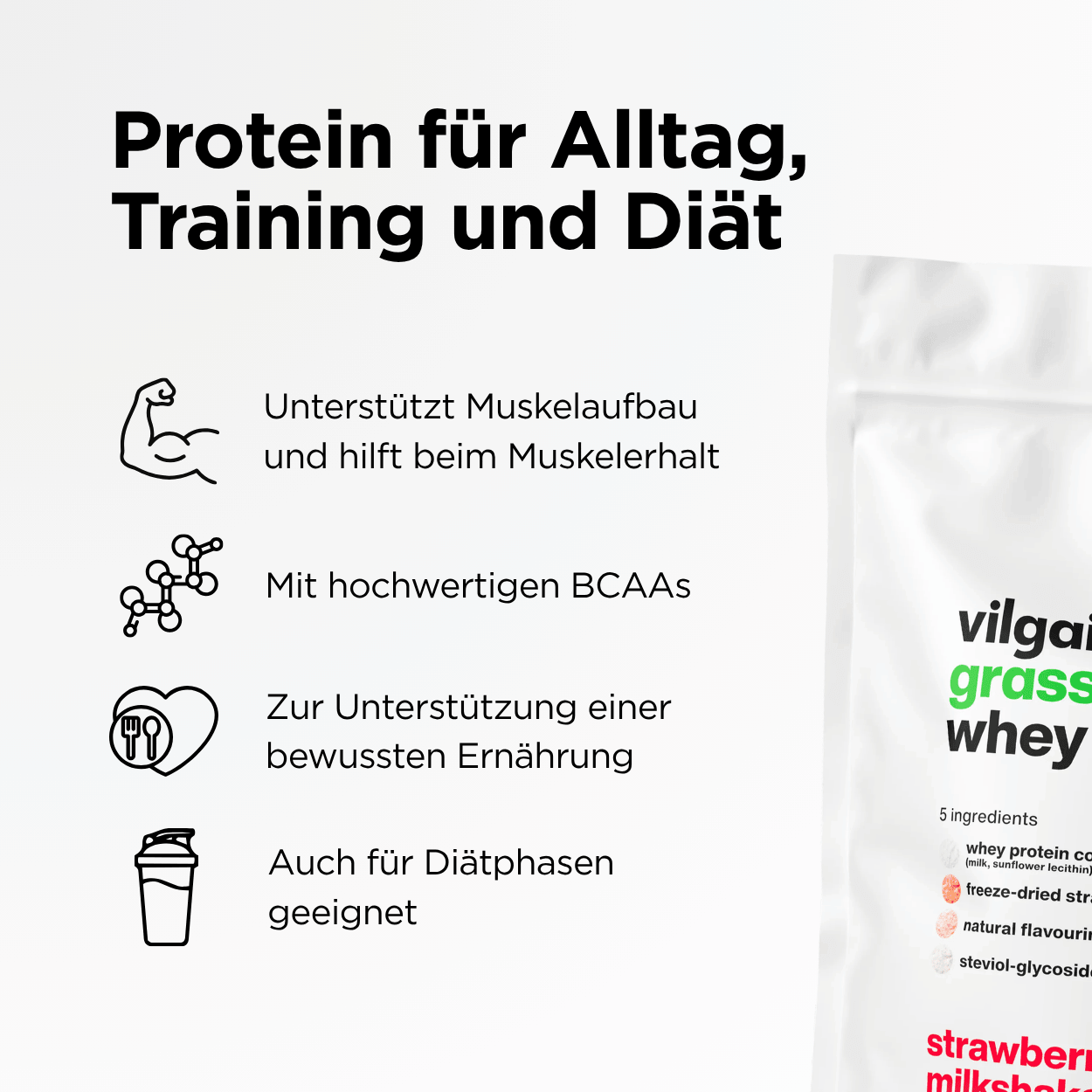 Weidemilch Whey Protein Erdbeere
