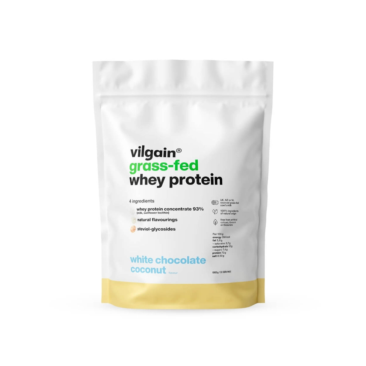 Weidemilch Whey Protein Weiße Schokolade und Kokosnuss